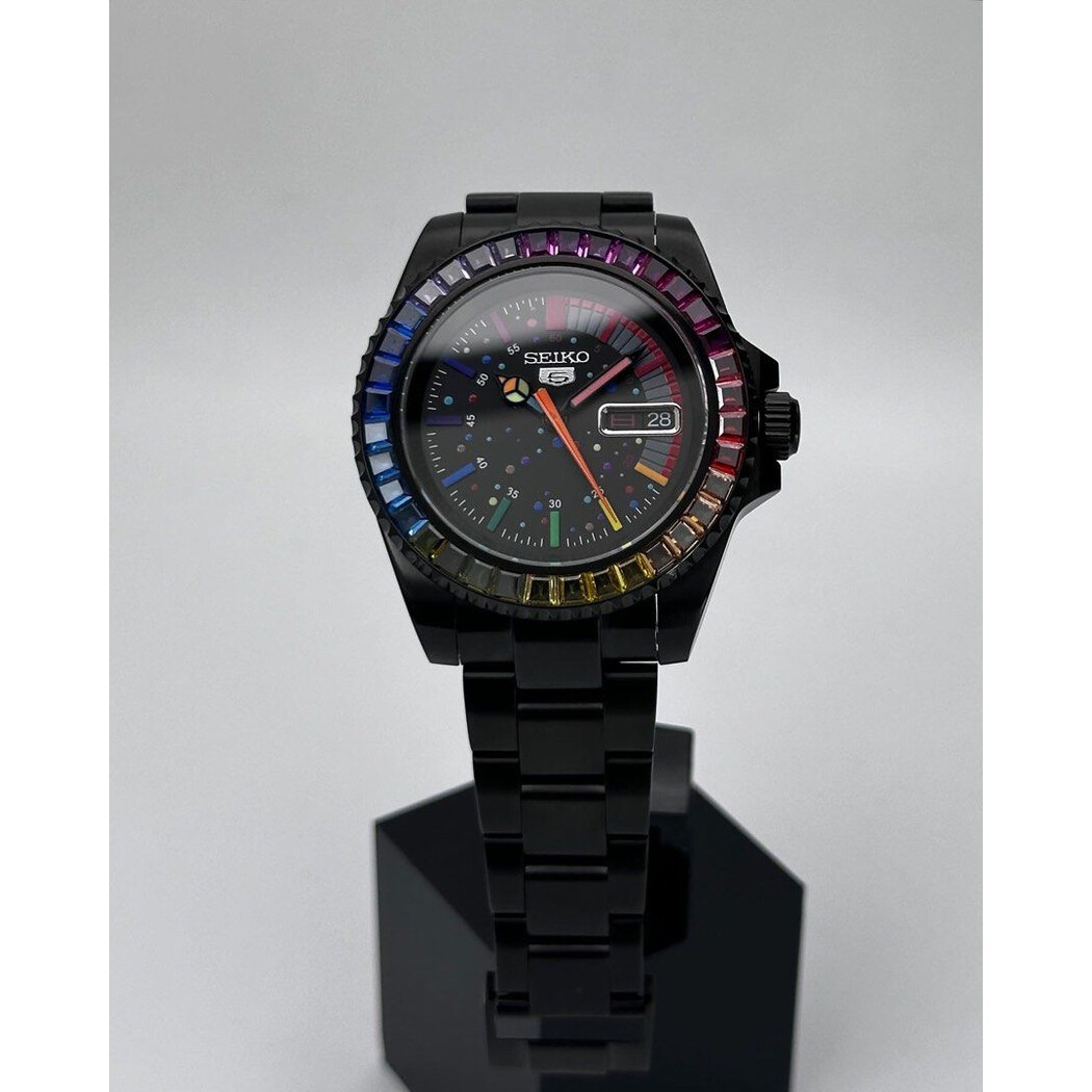 Custom Seiko Mod • Black Dot Rainbow Day-Date Yachtmaster • 40mm